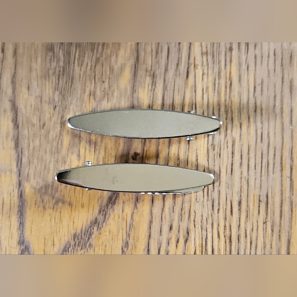 Minimalist Silver Metal Barrette Hair Clips - Set of 2 BNIB